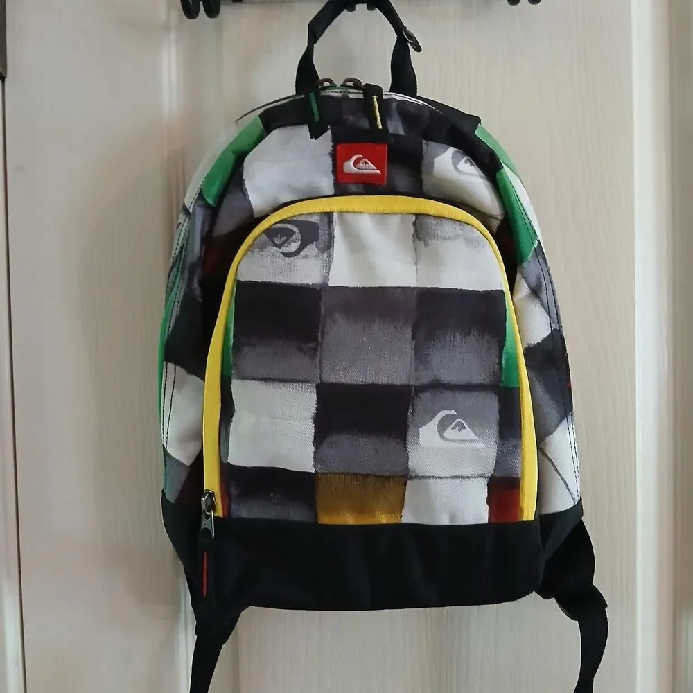 Quiksilver Checkered Plaid Small Backpack Daypack Retro Skater Streetwear Y2K
